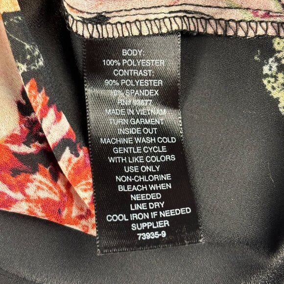 Worthington Black Floral Print Peplum Blouse - Size S - Picture 6 of 13